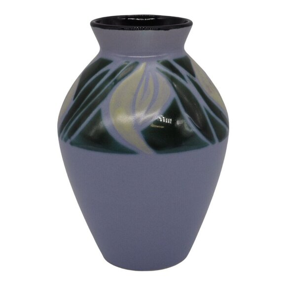 Vintage Japanese Tulip Vase Hand Painted Blue Yellow Green - Picture 4 of 6